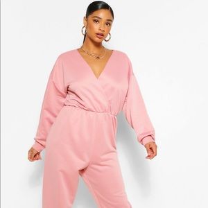 Boohoo Wrap Sweat Jumpsuit